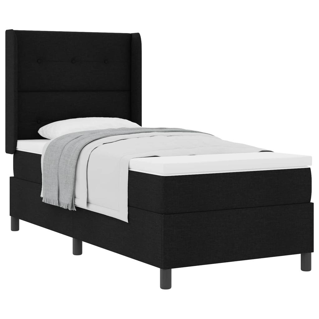 Boxspring Bed with Cushions Black 200 x 100 cm Fabric
