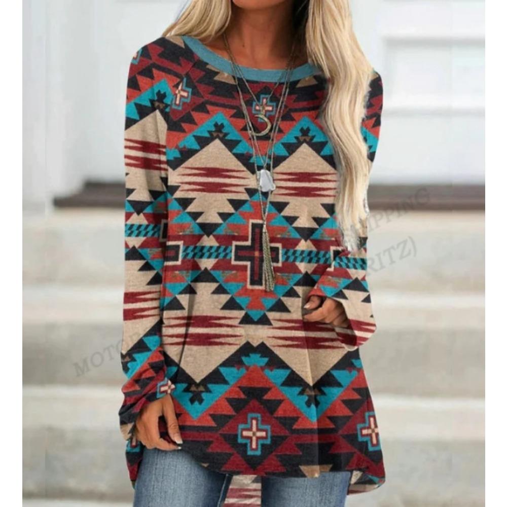 

Этническая футболка с 3d принтом, женские модные футболки, повседневные топы с длинными рукавами, футболки с графическим принтом, свободные винтажные футболки в стиле Харадзюку 6XL