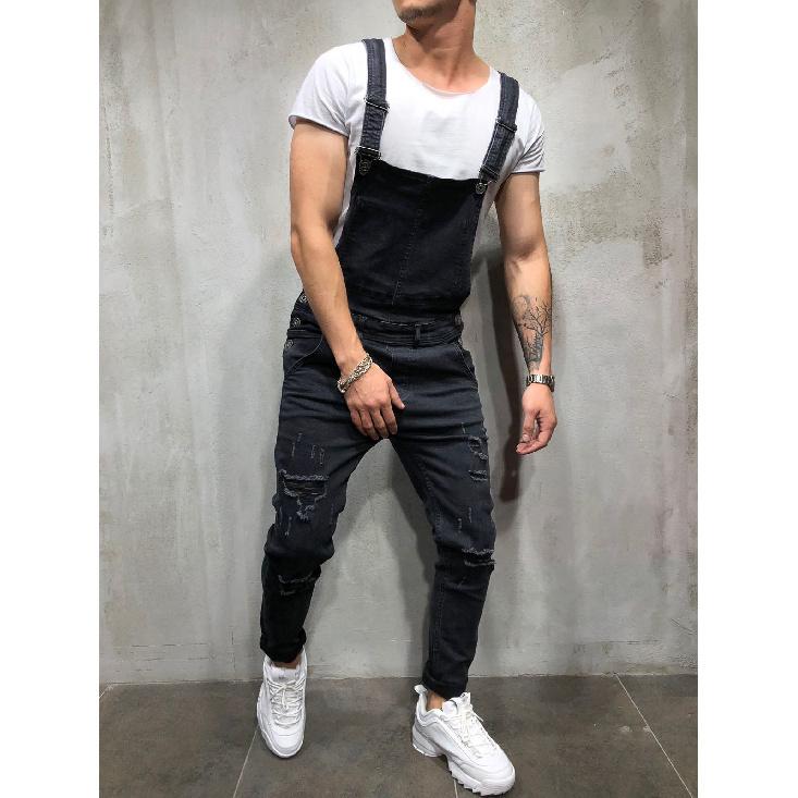 Men'S Jeans New Style Men'S Denim Suspenders With Holes