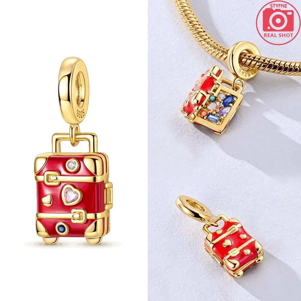 Red Cherry New Charms Bead Strawberry Love Heart Copper Charm Fit Original Bracelet Pendant Diy Jewelry For Women