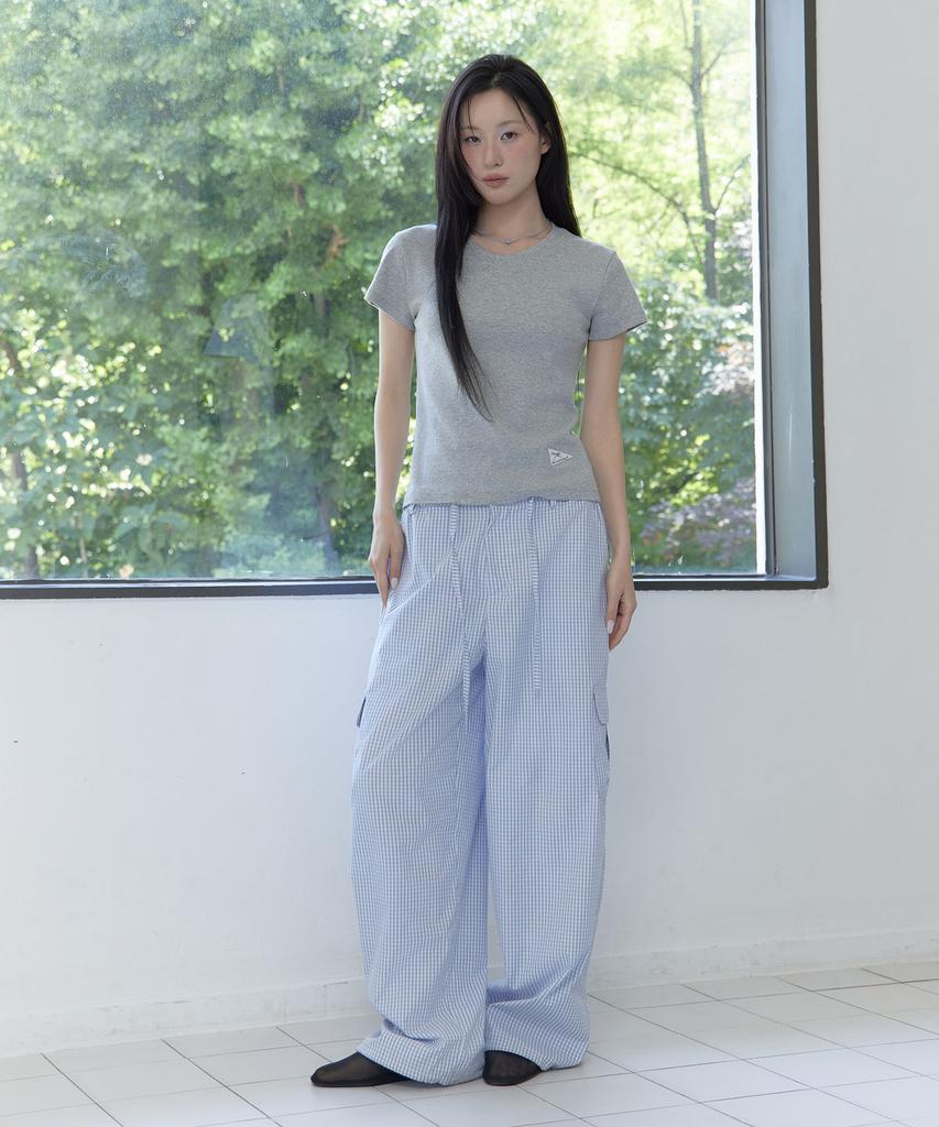 Haebeueoweil Tiny Check Banding Pants (Bl)