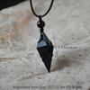 Natural Obsidian Necklace Handmade Bohemian Jewelry with Glossy Rhombus Faux Crystal Pendant Elegant and Minimalist Design for Women and Men