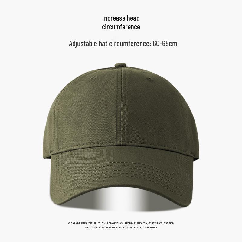 "65cm Unisex Solid Color Baseball Cap with Soft Top, Deepened and Widened Brim for a Slimmer Face Look."