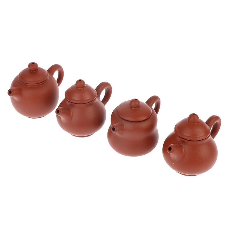 25Ml Enameled Pottery Teapot Pocket Hand Teapot Handstand Fingertip Kettle Tea Pet Dark-Red Enameled Pottery Teaset Accessories