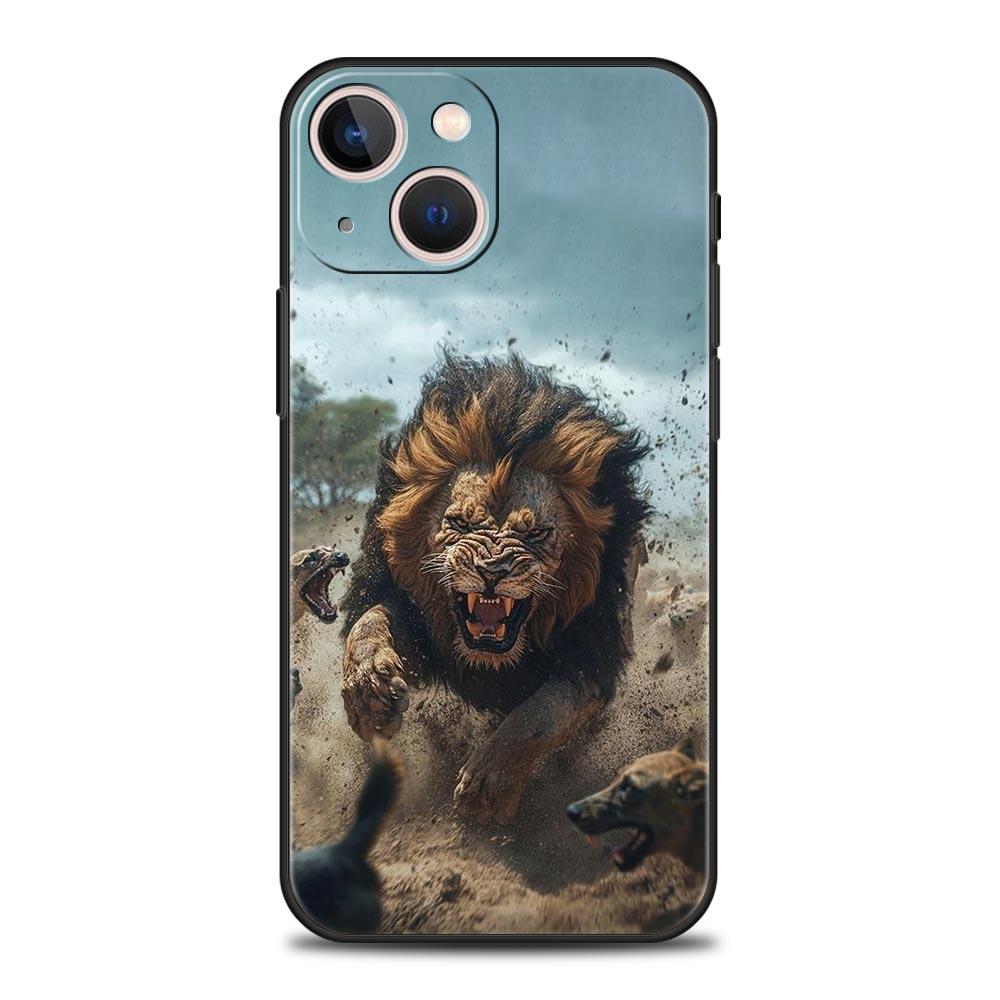 Lion King Animal Phone Case For iPhone 17 16 15 Pro Max 11 12 13 14 7 8 Plus SE 2020 X XR XS Cover Soft Black