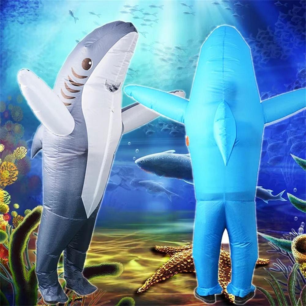 Battery Box Shark Inflatable Suit Cute Halloween Costume Inflatable Shark Costume Halloween Party