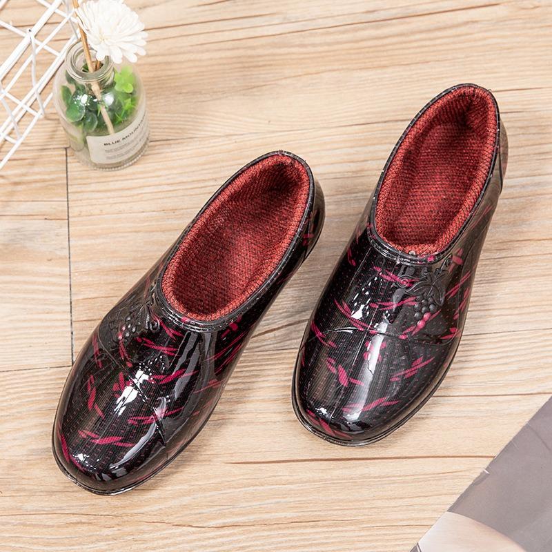 Low-top fashion models, light-mouth waterproof shoes, rain shoes, women's summer kitchen work rubber shoes, water-treading non-slip short overshoes