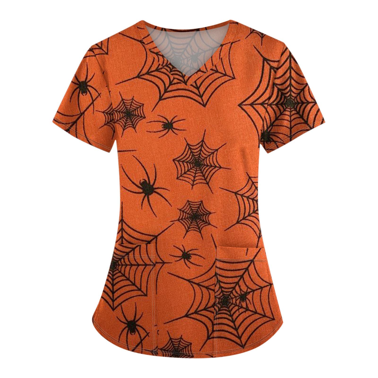 

Женская модная футболка с коротким рукавом и v-образным вырезом с карманом на Хэллоуин XXXXXL шафрановый