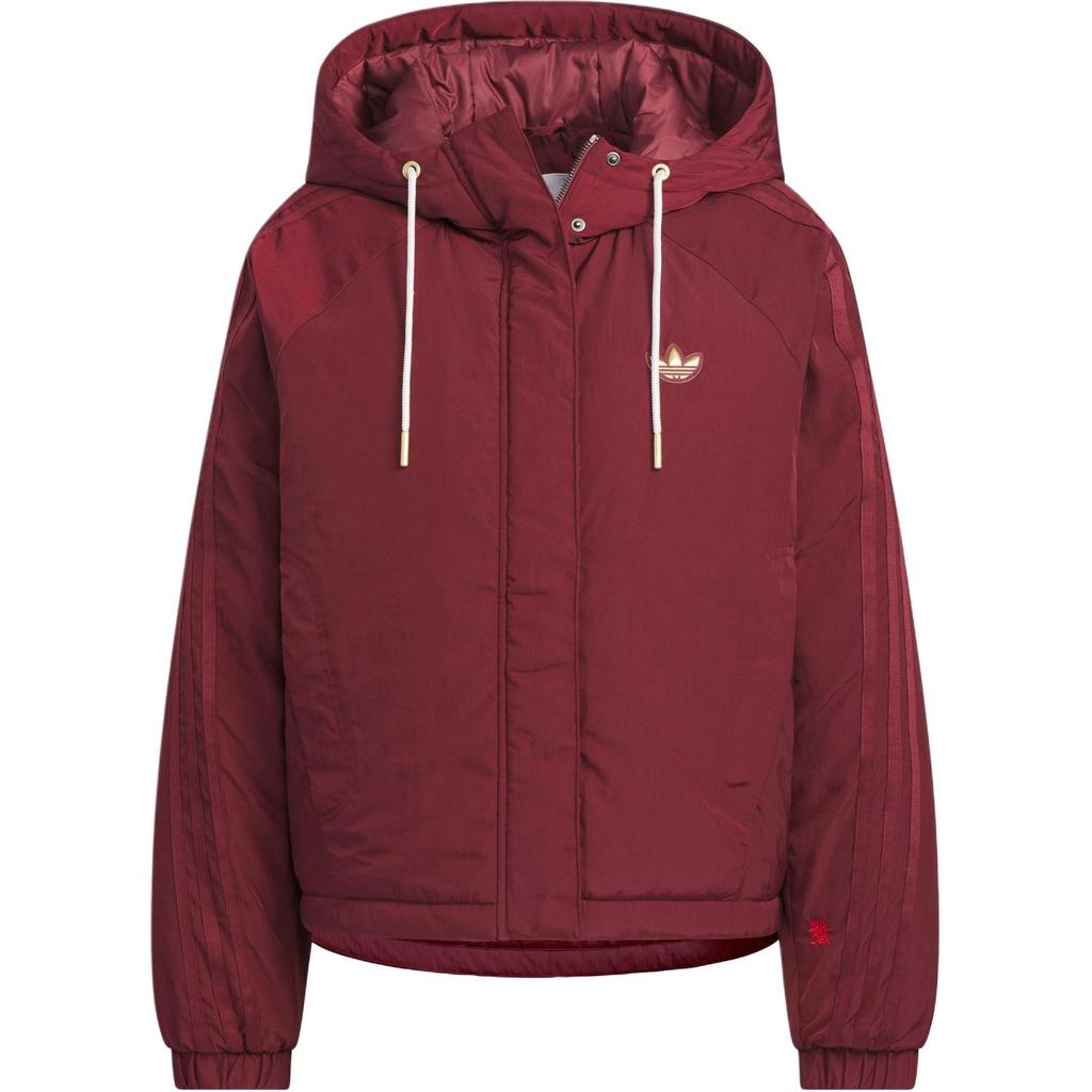 Adidas Originals Aw24 Lny W Jacket Pa Warm Sports Hooded Cotton Coat Women Jacket Dark-Red KA5313