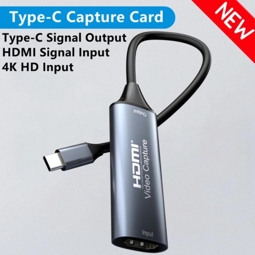 4K USB 3.0/Type-C Video Capture Card HDMI-compatible Grabber Recorder for PS4 Game DVD Camcorder Camera Recording Live Streaming
