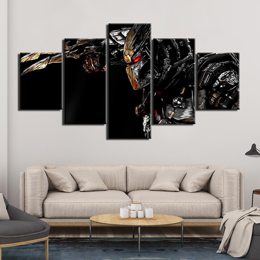 No Framed 5 Pieces Alien Vs Predator V2 Movie Kids Gift HD Wall Art Canvas Posters Pictures Paintings Home Decor for Living Room
