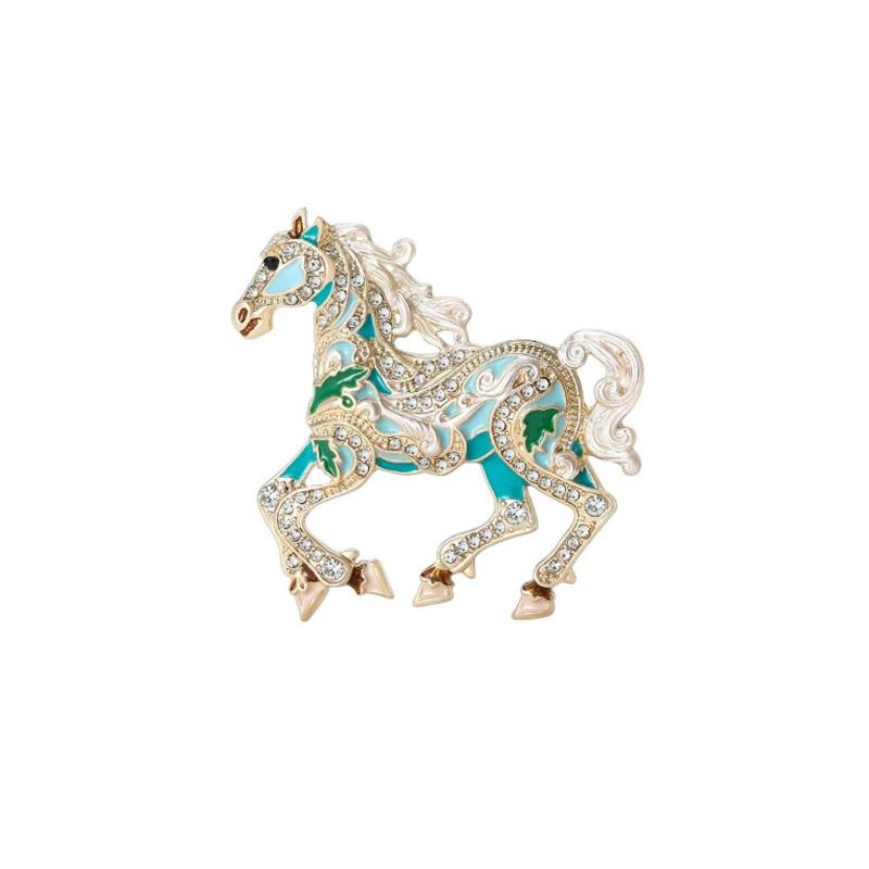 1Pc Animal Decoration Commemorative Gift Diamond Studded Fresh Zinc Alloy Sweet Pony Brooch