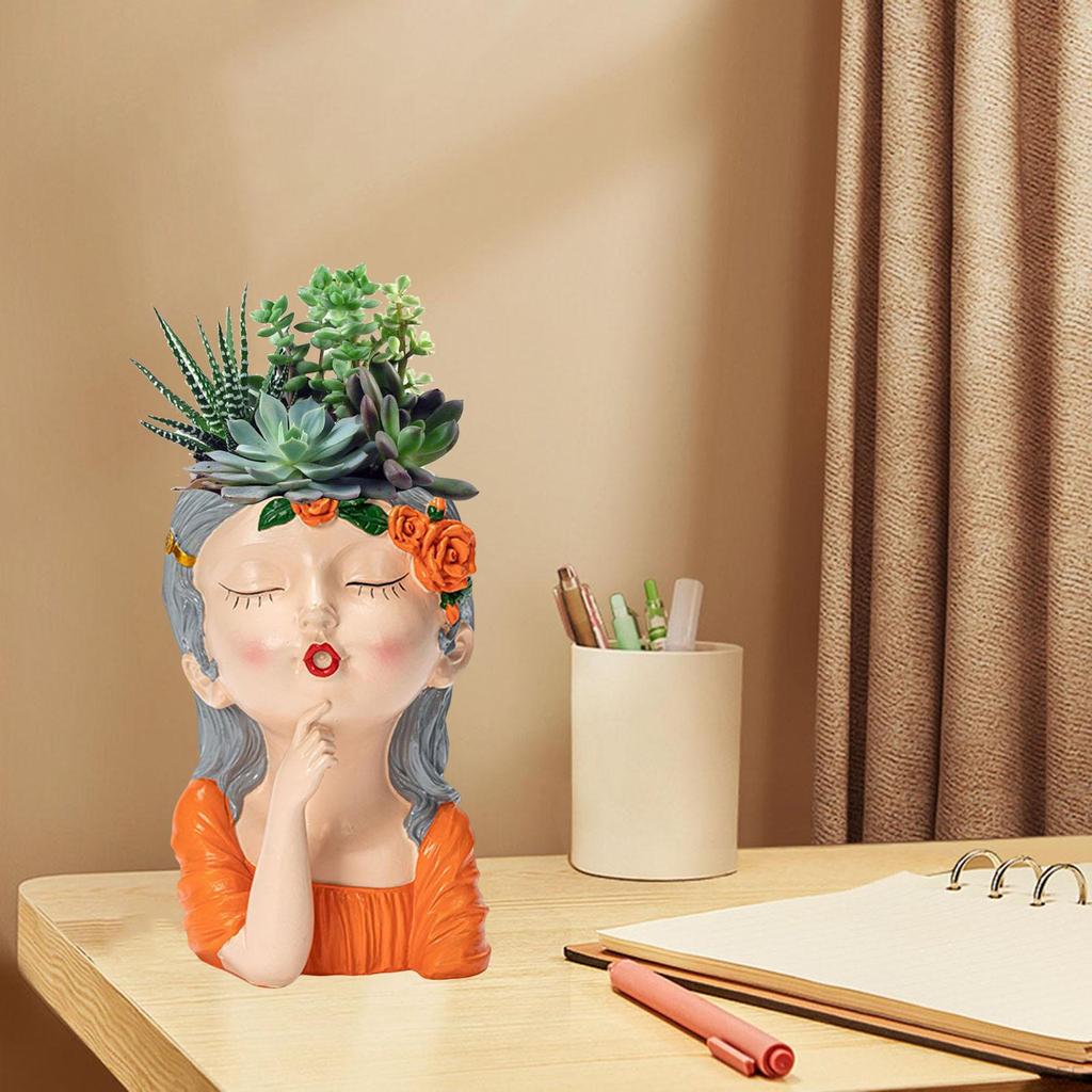 Flower Pot Sculpture Fresh Unique Bust Vase with Hole for Home Decor Outdoor