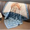 Spring/Summer 70*70cm Square Printing Scarf 2024 New Retro House Wrap  for Women Soft Satin Imitation Silk Neck Scarf