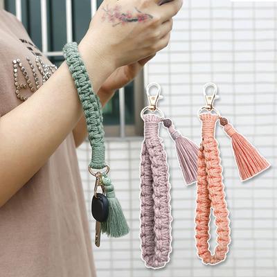 1PC Chaveiro de carro Bolsa Acessório Chaveiro Chaveiro Criativo Chaveiro Borla Acessórios Chave Mão Tecelagem Mulheres Chaveiros
