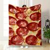 Circular Pepperoni Slices Evenly Distributed On Melted Cheese. for All Seasons Blanket Lunch Break Throw Gift