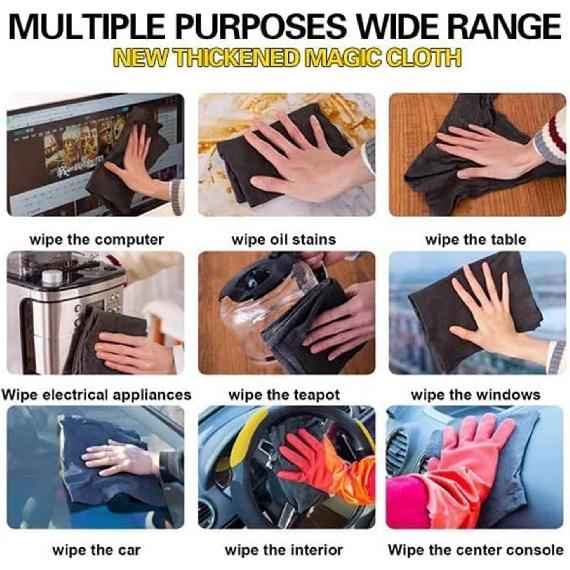 5PC Thickened Magic Cleaning Cloth, Reusable Microfiber Cleaning Rags for TV, Cars, Windows, Lint Free, Odorless, Machine Washable