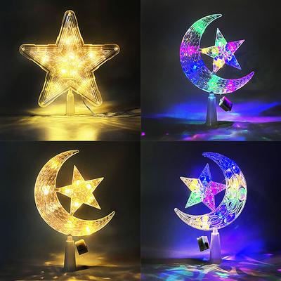 15/21/30Cm Puntale per Albero Luminoso Stella Scintillante Glitter Ornamento Albero di Natale Pentagramma Trasparente Color Caldo Decorazione per la Casa