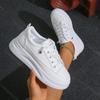 Comemore Spring and Autumn New White Sneakers Casual Thick Bottom Heightening Shoes for Women Lace Up Flat Board Tennis Shoes