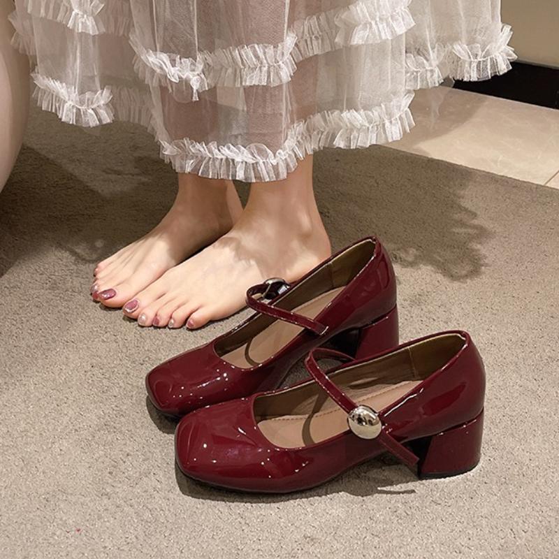 2025 New Mary Jane Women's Pumps Square Toe Chunky Heels Versatile Shallow Fashion Shoes for Daily & Party Stylish High Heels