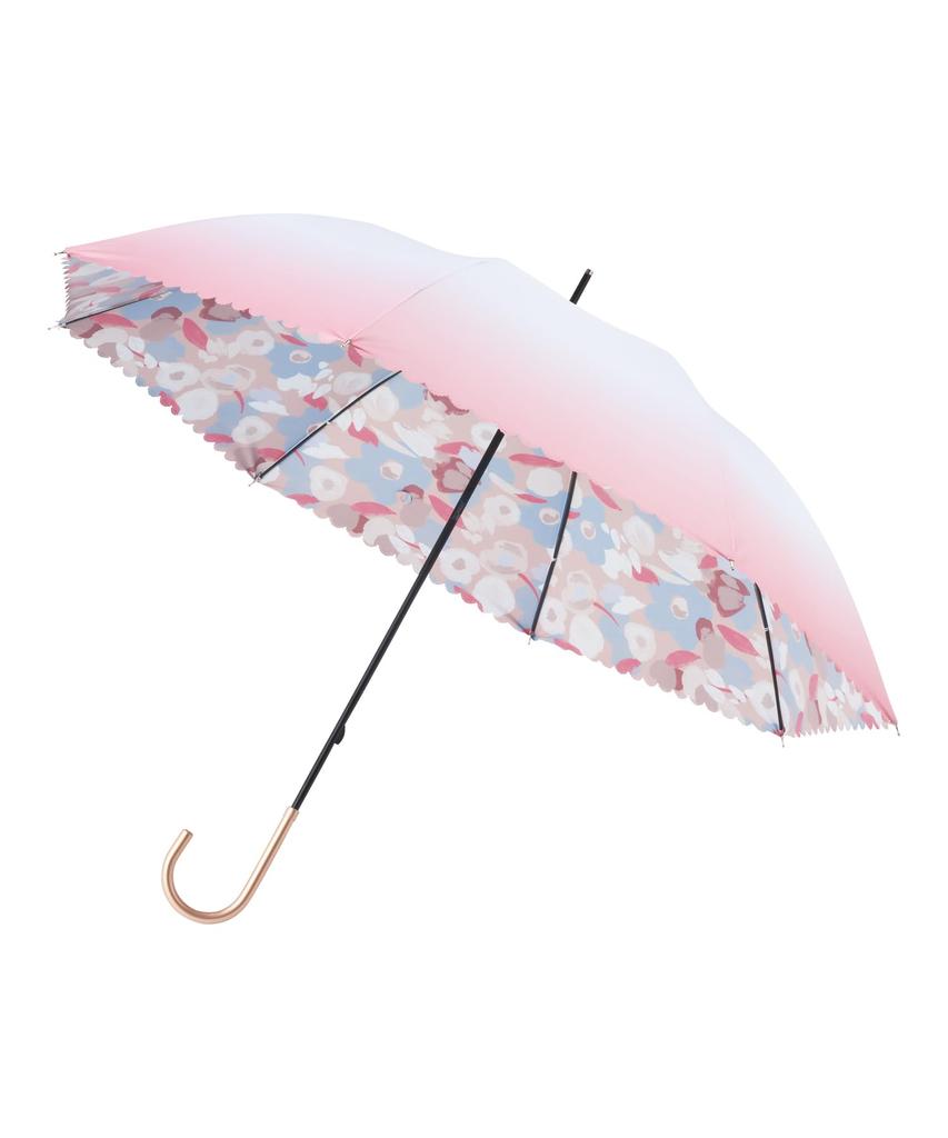 Estaa Sun and Rain Long Gradient Floral Heat Sun UV Peach (Esta) Women's Parasol, Umbrella, Umbrella, Pattern, Shielding, Protection, Cut, 50cm,