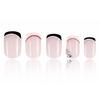 Secret Lives Transparent Pink Color With White and Black Tips Reusable Artificial Fake False Press On Nails 24 Pcs with Kit