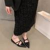 Summer Women's Pointed Toe Mules Slippers Fashion Shallow Slip On Slides Elegant Dress Street Style Shoes