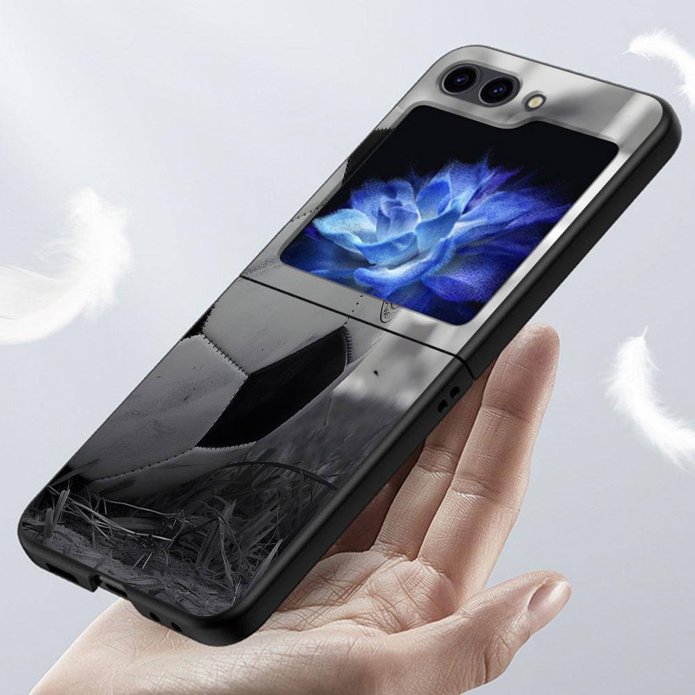 Football Sport Soccer Case for Samsung Galaxy Z Flip5 Black PC Phone Cover Z Flip 5 5G Hard Luxury Coque Zflip5 Funda Capa
