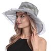 Women Sun Hat Organza Bowknot Decor Wide Brim UV Protection Hat Lightweight Breathable Foldable Tulle Hat Headwear