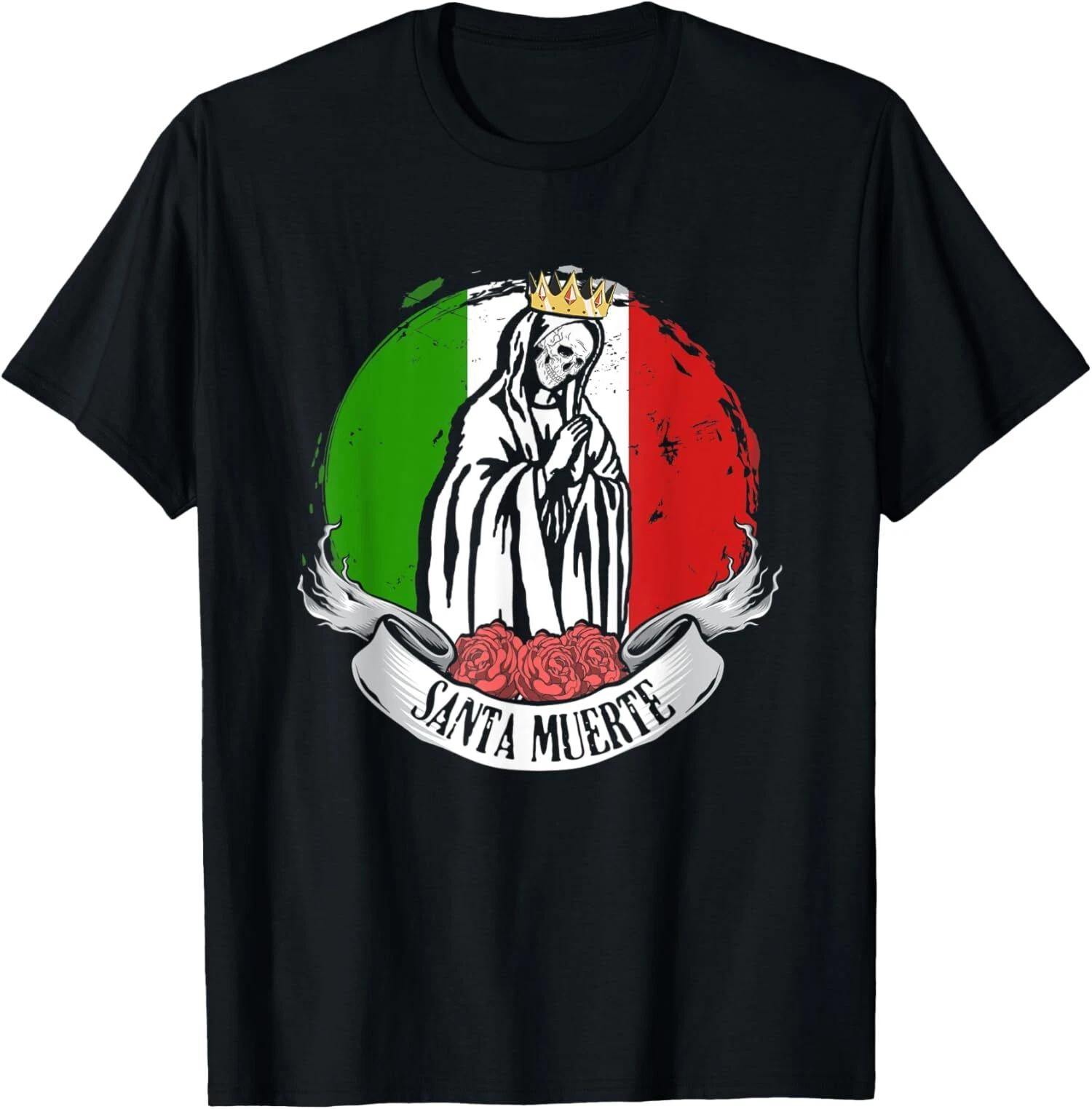 Mexican Flag Santa Muerte, Woman Skeleton, Mexico T-Shirt S