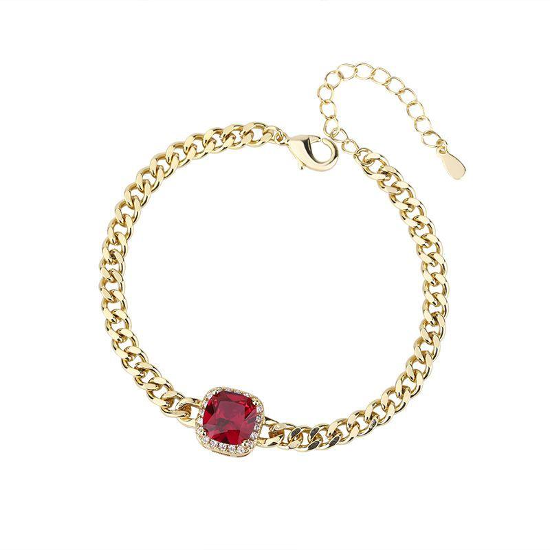 Jewelry Imitation Color Treasure Bracelet Emerald Pigeon Blood Ruby Square Main Stone 9 * 9