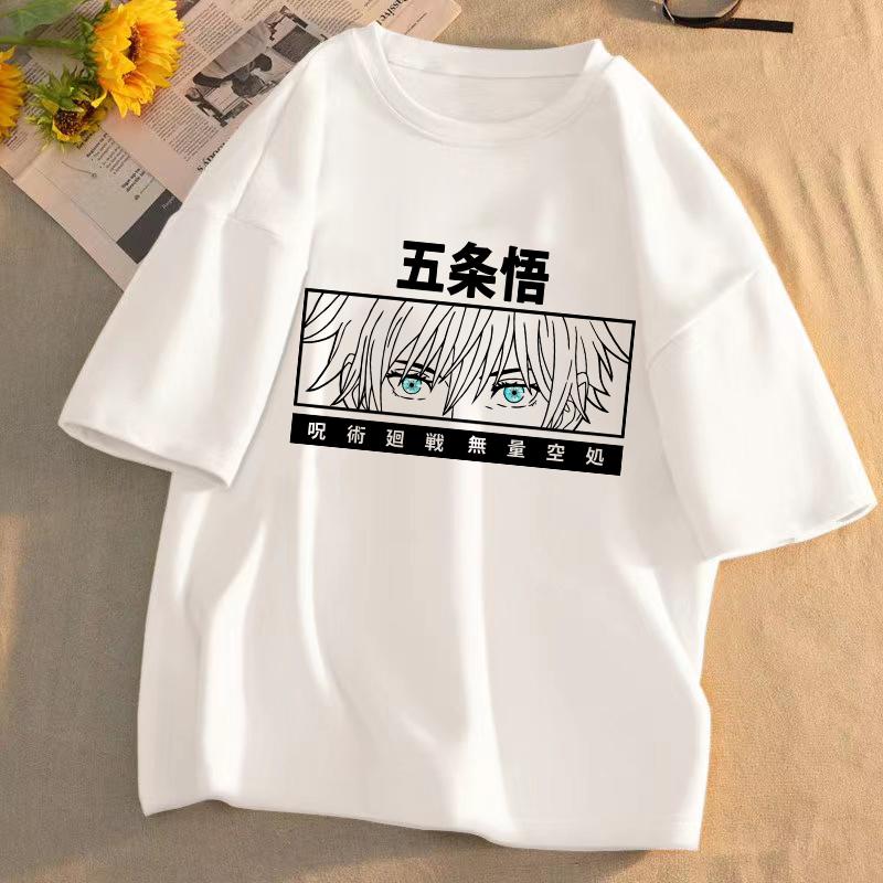 Japanese Manga Gojo Satoru T Shirt Women Tops Jujutsu Kaisen Anime T-shirt Unisex Harajuku Kawaii Short Sleeve Tee Summer Top