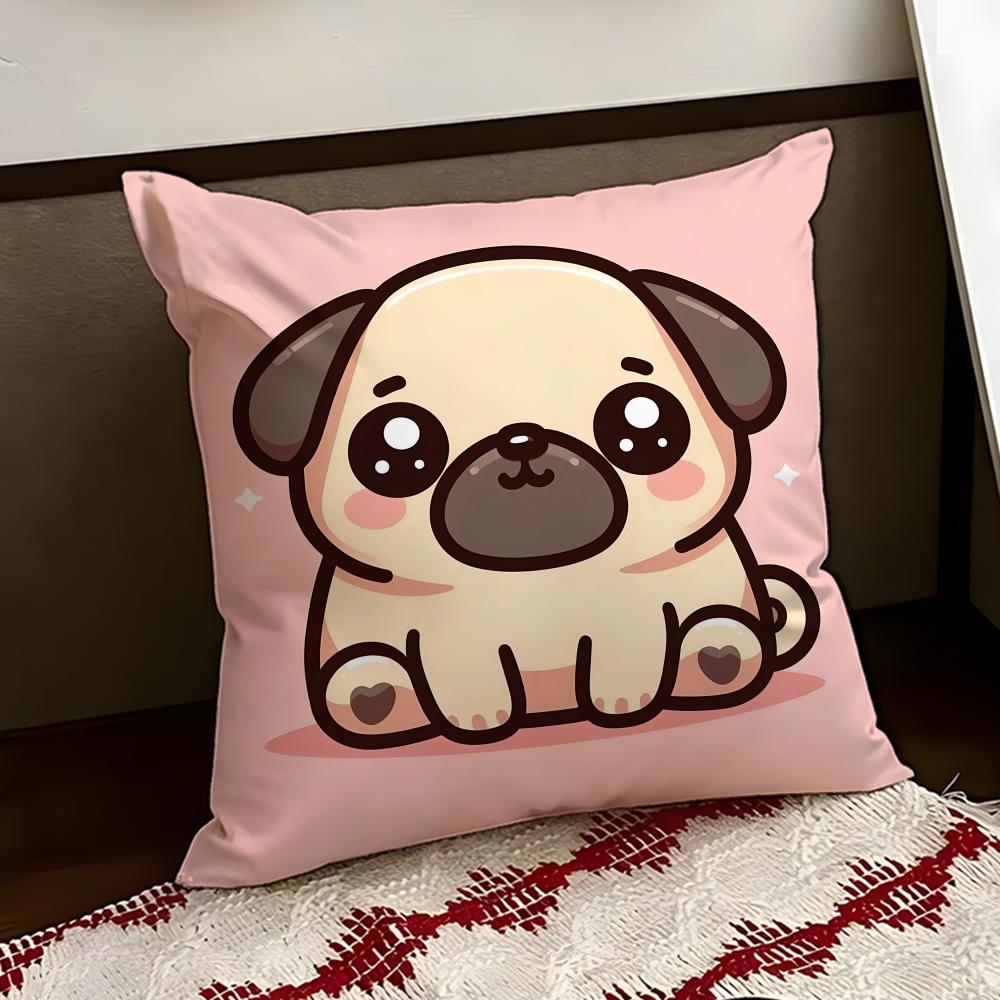 Snorty Sweet Heart Pug Cushion Cover Reversible Soft Durable Pillow Cover Home  Car MultiScene Use for Daily Comfort