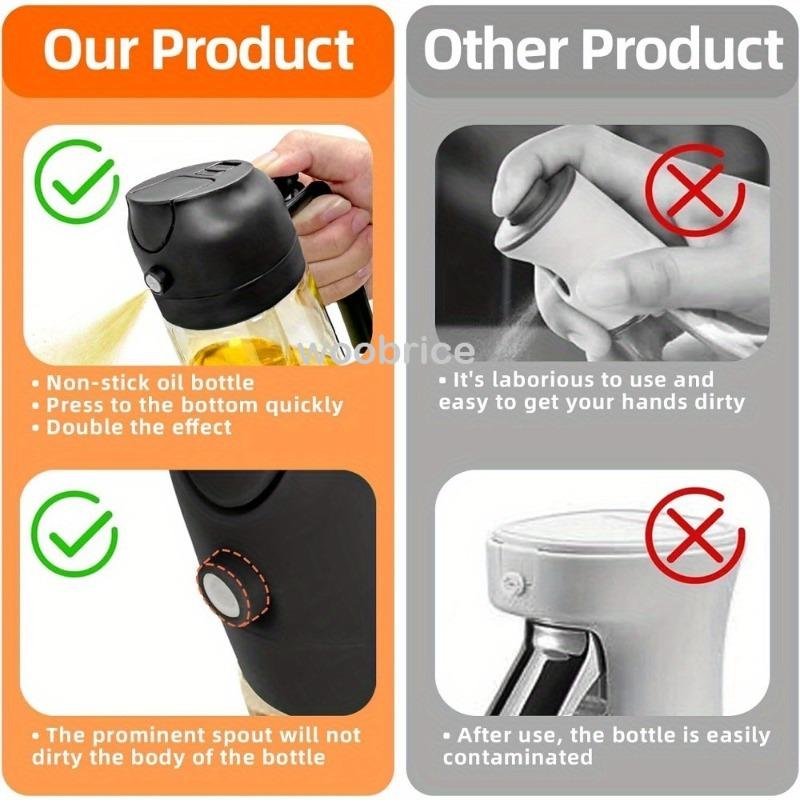 2in1 500ml Glass Oil Sprayer Olive Oil Spray Bottle Spray Oil Dispenser Oils Tank BBQ Kitchen Baking BBQ Picnic Kitchen Tools