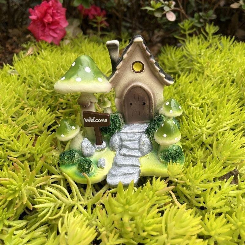 Garden Landscaping Ornaments Simulation Colorful Cartoon Mushroom House Creative Painted Lawn Garden Kindergarten Decoration Layout