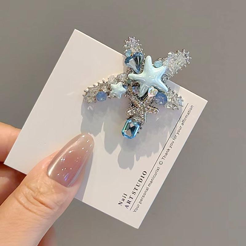 Niebieska spinka do włosów z klipsem bocznym dla kobiet - Nowy styl organizer do grzywki, Wykwintna kaczuszka dodatek do włosów