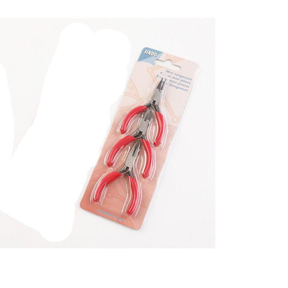 3pcs Red Mini Pliers Set Plastic Wire Stripping Pliers Portable Cutter Wire Pliers  Worker