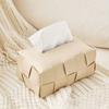 Checkered Tissue Box, with Flip-Open Top, PU Leather Tissue Holder, Stain-Proof Facial Tissue Dispenser, for Bathroom Car Bedroom