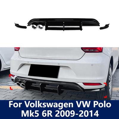For Volkswagen VW Polo Mk5 6R 2009-2014 Rear Bumper Lip Valance Diffuser Rear Spoiler Exterior Styling Body Kit Car Accessories