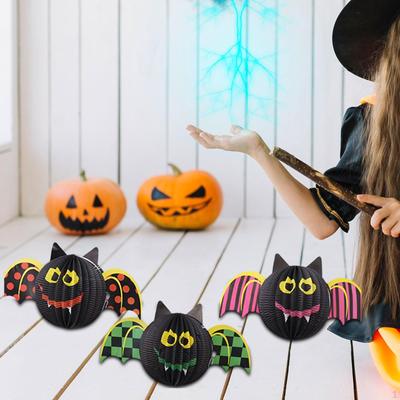 3 Stück Halloween Papierlaterne Hängeornament für Außen Innen Türen Wände