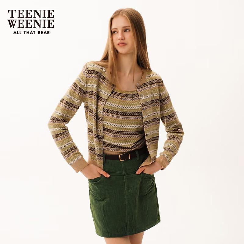 Teenie Weenie Women's Striped Bear Jacquard Knit Cardigan