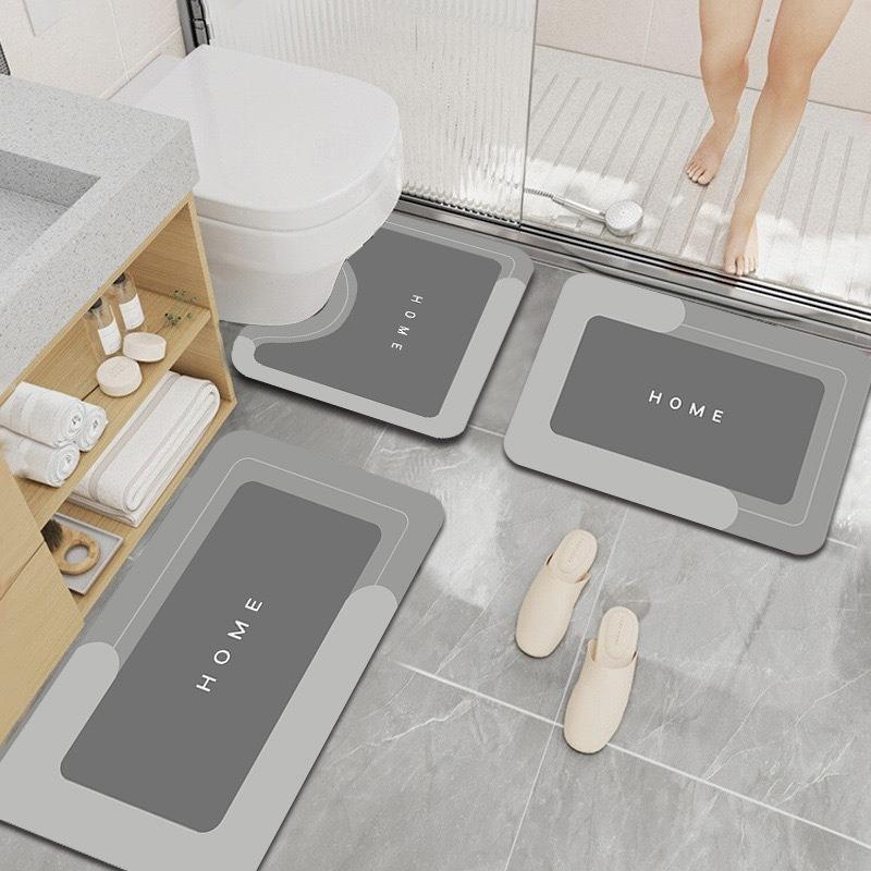 3-Piece Simple Bathroom Rug Set, Non-Slip, Rectangular Bath Mat for Kitchen, Entryway, Home Decor - All Season Use