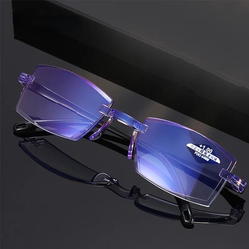 Rimless Reading Presbyopia Glasses Men's Anti Blue Light Rays Presbyopia Eyeglasses Women's Vintage Style Hyperopia Eyewear +1.0 1.5 2.0 2.5 3.0 3.5
