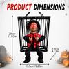 Black Suspended Halloween Figure In Cage, Light Detail Hanging Piece for Home Entry, Window Display, Porch, Party Styling, and Indoor Use
