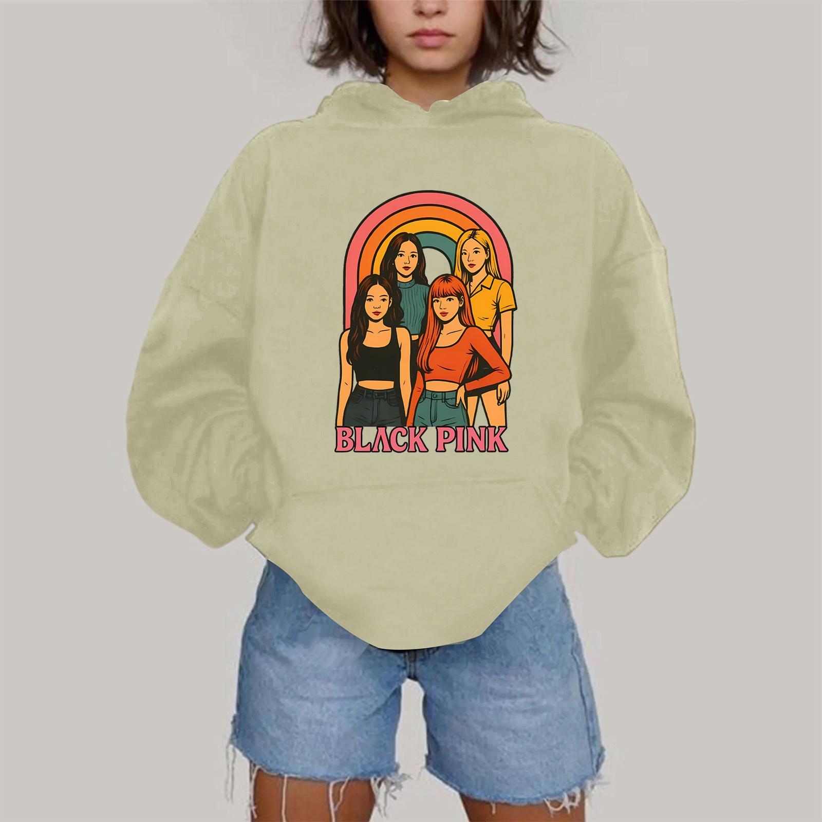 

Женская модная повседневная толстовка с капюшоном, длинным рукавом и принтом XL