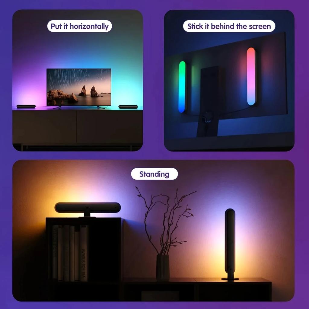 2pcs RGB Led Light Bar Music Rhythm Lights for Gaming Room Tv and Party Decoration Sync with Music Rgb Desk Lamp