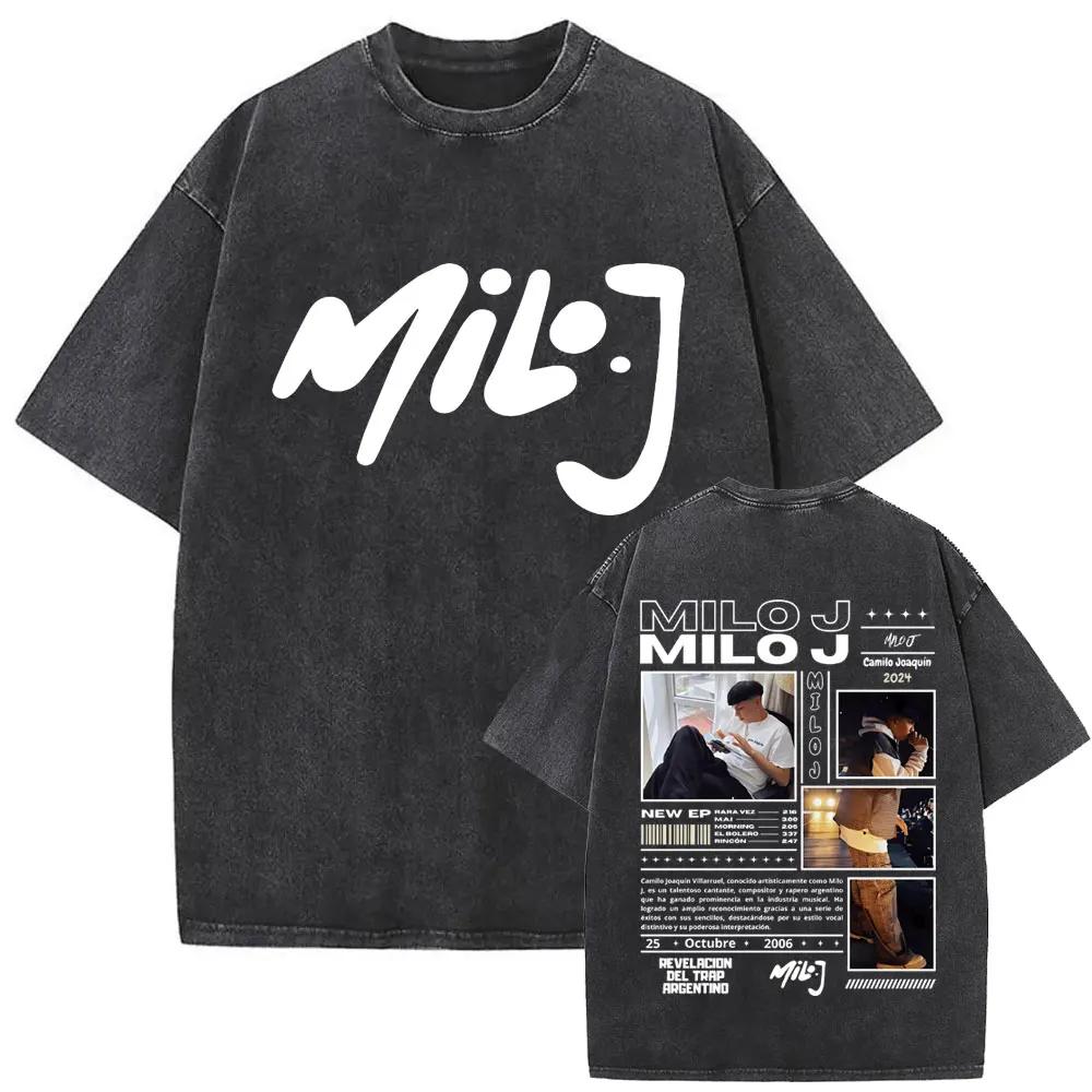 Gewaschenes Vintage Rapper Milo J La Vida Era Mas Corta Album Grafik T-Shirt Herren Damen Hip Hop Mode Popmusik T-Shirts Streetwear