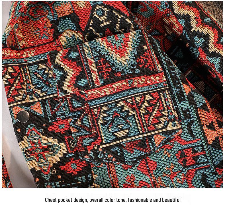 Men's Yarn-Dyed Jacquard Casual Swallowtail Jacket