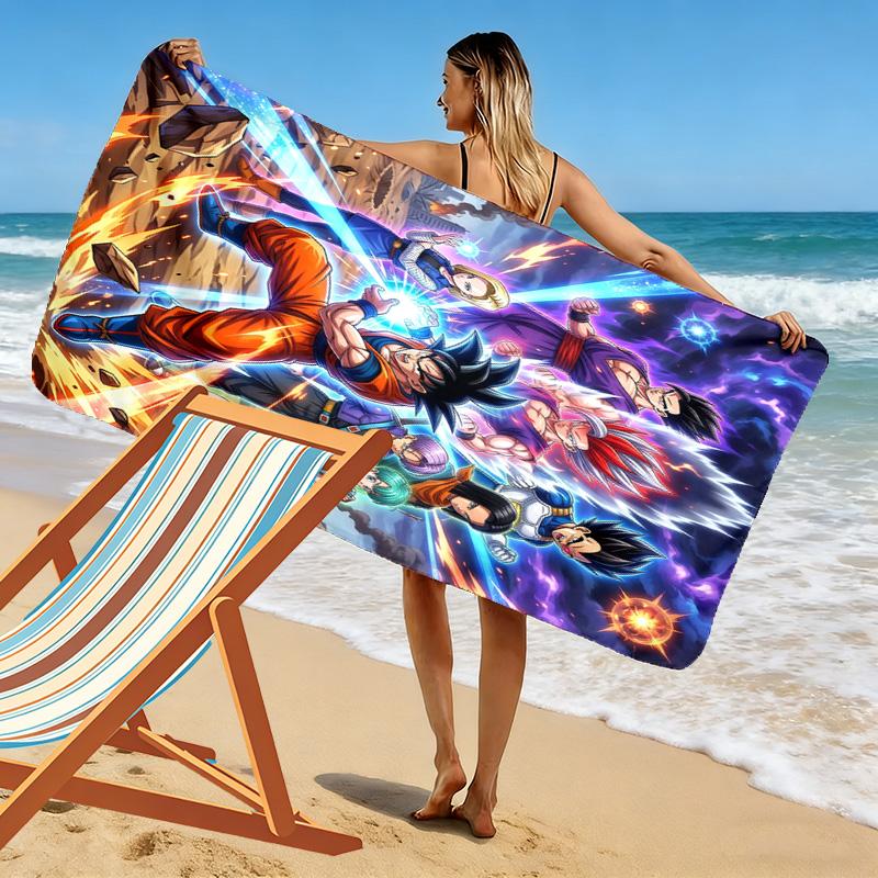 Son-Goku Print Beach Towel, Large Soft Quick Dry Towel for Beach Camping Swimming