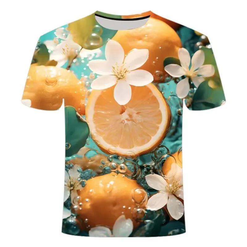 New 3D Fruits Lemon Orange Pritning T Shirt Blueberry Dragon Fruit Graphic